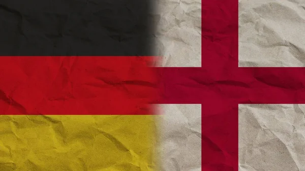 England and Germany Flags Together, Crumpled Paper Effect Background 3D Illustration