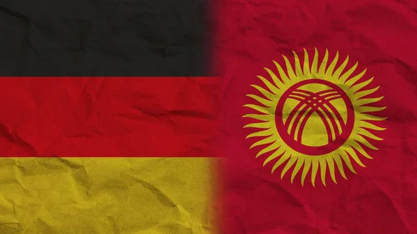 Kyrgyzstan Germany Flags Together Crumpled Paper Effect Background Illustration — Stock Photo, Image