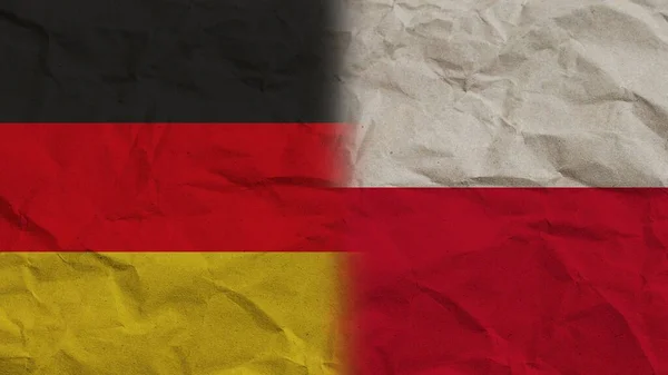 Polsko Německo Vlajky Společně Zmačkaný Papír Efekt Pozadí Ilustrace — Stock fotografie