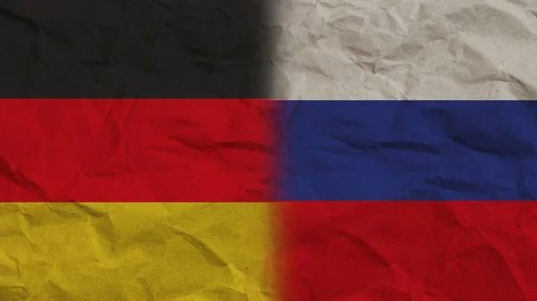 Rusia Alemania Banderas Juntas Papel Arrugado Efecto Fondo Ilustración — Foto de Stock