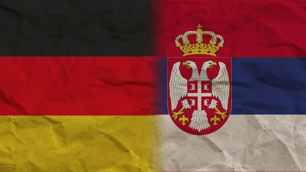 Serbia Germany Flags Together Crumpled Paper Effect Background Illustration — 스톡 사진