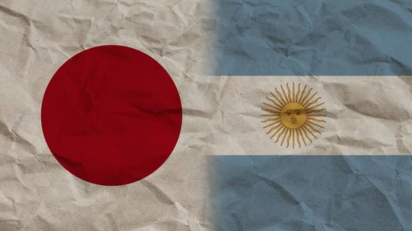 Argentinië Japan Vlaggen Samen Verfrommeld Papier Effect Achtergrond Illustratie — Stockfoto