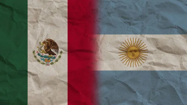 Argentina Mexico Flags Together Crumpled Paper Effect Background Illustration — 스톡 사진