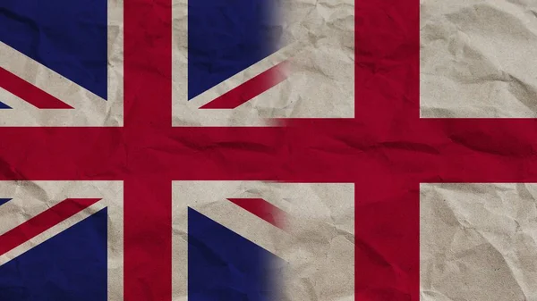 England Und Vereinigtes Königreich Flaggen Zusammen Zerknitterter Papiereffekt Hintergrund Illustration — Stockfoto