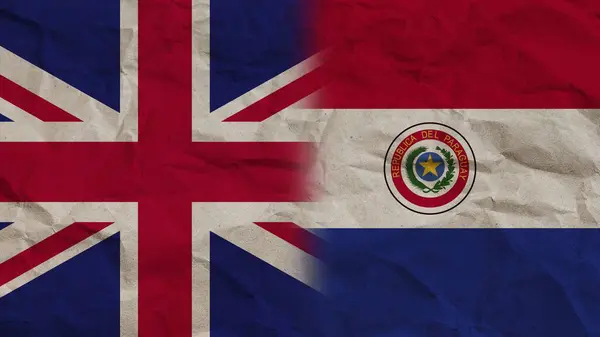 Флаги Парагвая Великобритании Вместе Смятые Бумажные Эффекты Фон Иллюстрация — стоковое фото