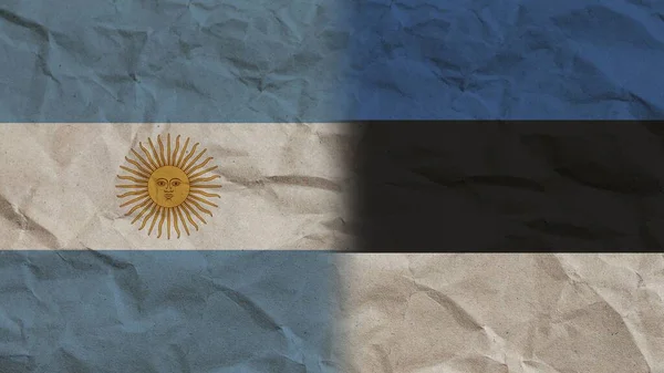 Estonia Argentina Banderas Juntas Fondo Efecto Papel Arrugado Ilustración —  Fotos de Stock