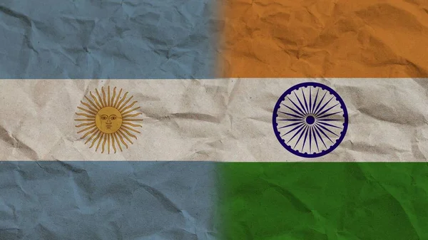 Ινδία Και Αργεντινή Σημαίες Μαζί Τσαλακωμένο Φόντο Επίδραση Χαρτί Εικονογράφηση — Φωτογραφία Αρχείου