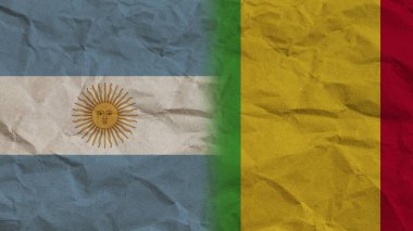 Mali and Argentina Flags Together, Crumpled Paper Effect Background 3D Illustration