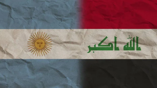 Irak Und Argentinien Flaggen Zusammen Zerknitterter Papiereffekt Hintergrund Illustration — Stockfoto