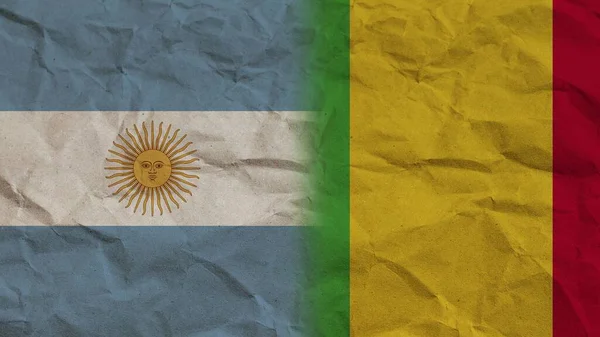 Mali Argentina Flags Together Crumpled Paper Effect Background Illustration — Φωτογραφία Αρχείου