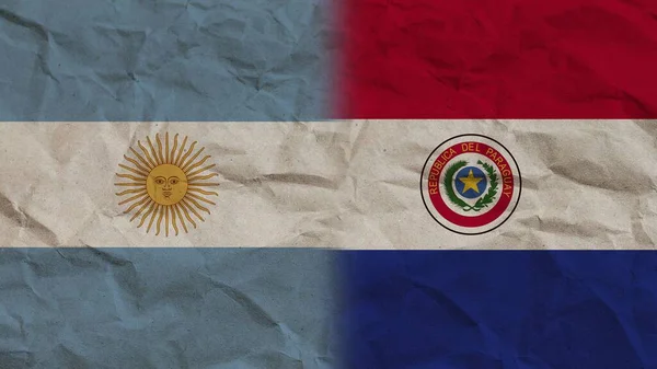 Флаги Парагвая Аргентины Вместе Смятый Бумажный Эффект Фон Иллюстрация — стоковое фото