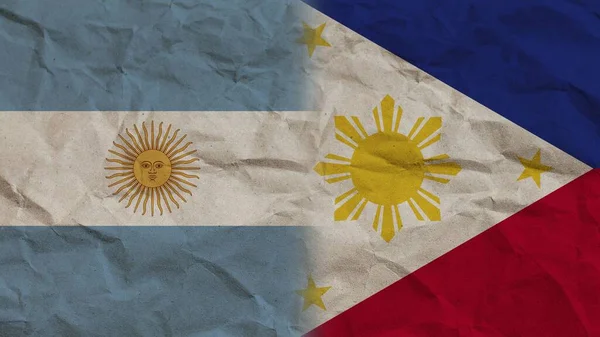 Philippines Argentina Flags Together Crumpled Paper Effect Background Illustration — ストック写真