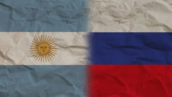 Russia Argentina Flags Together Crumpled Paper Effect Background Illustration — ストック写真