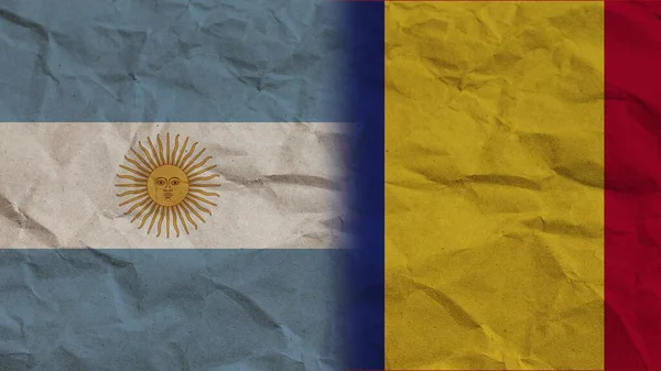 Romania Argentina Flags Together Crumpled Paper Effect Background Illustration — Φωτογραφία Αρχείου