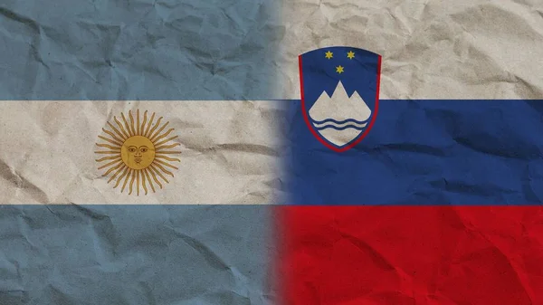 Slovenia Argentina Flags Together Crumpled Paper Effect Background Illustration — Foto Stock