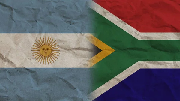 South Africa Argentina Flags Together Crumpled Paper Effect Background Illustration — Foto Stock