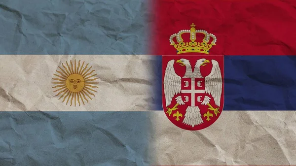 Serbia Argentina Flags Together Crumpled Paper Effect Background Illustration — Stock Photo, Image
