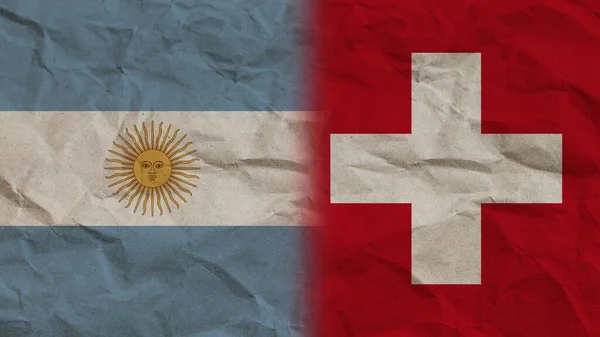 Switzerland Argentina Flags Together Crumpled Paper Effect Background Illustration — Foto Stock