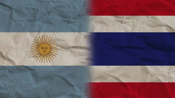 Thailand Argentina Flags Together Crumpled Paper Effect Background Illustration — Stok fotoğraf