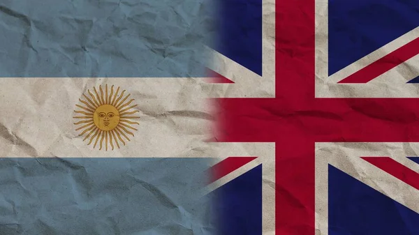 United Kingdom Argentina Flags Together Crumpled Paper Effect Background Illustration — Foto Stock