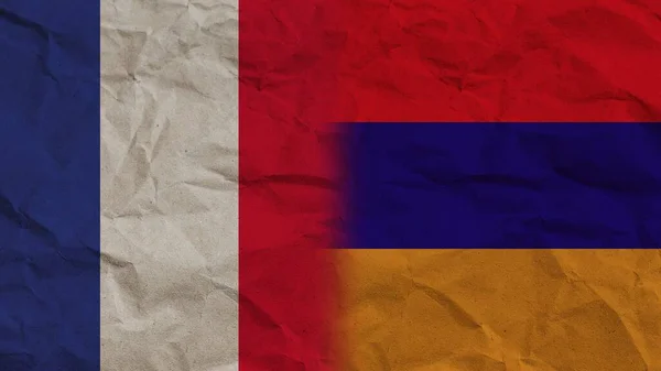 Armenia Франкові Прапори Разом Зіпсований Паперовий Ефект Фон Ілюстрація — стокове фото
