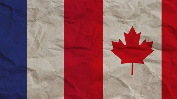 カナダとフランスの国旗が折り重なる紙効果背景3Dイラスト — ストック写真