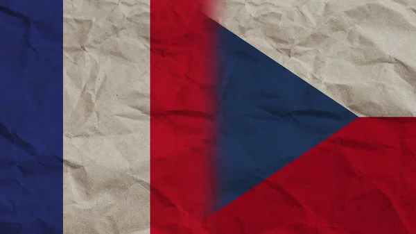 Czech Republic France Flags Together Crumpled Paper Effect Background Illustration — Stock Photo, Image