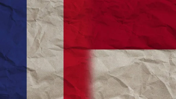 Indonezja Francja Flagi Razem Zgnieciony Efekt Papieru Tło Ilustracja — Zdjęcie stockowe