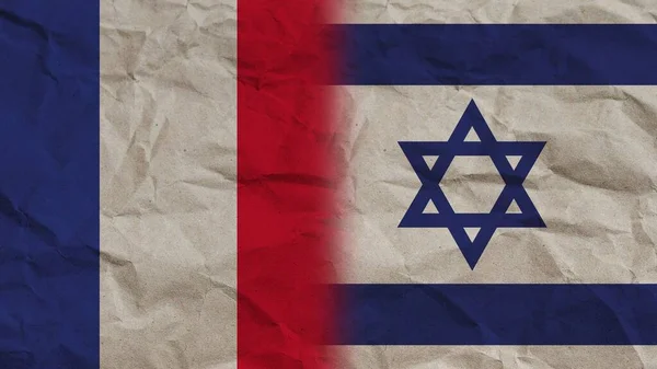 Israele Francia Bandiere Insieme Carta Stropicciata Effetto Sfondo Illustrazione — Foto Stock