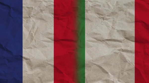 Itálie Francie Vlajky Dohromady Zmačkaný Papír Efekt Pozadí Ilustrace — Stock fotografie