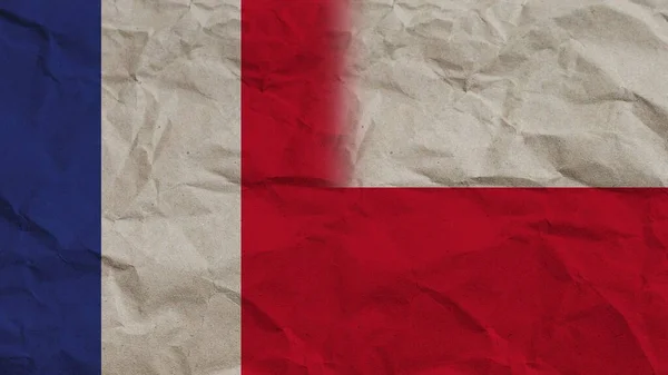 Polen Frankrijk Vlaggen Samen Verfrommeld Papier Effect Achtergrond Illustratie — Stockfoto