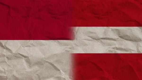 Austria Indonesia Flags Together Crumpled Paper Effect Background Illustration — 스톡 사진