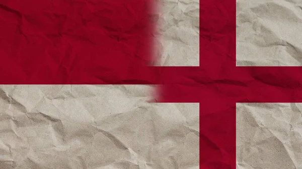 Engeland Indonesië Vlaggen Samen Verfrommeld Papier Effect Achtergrond Illustratie — Stockfoto