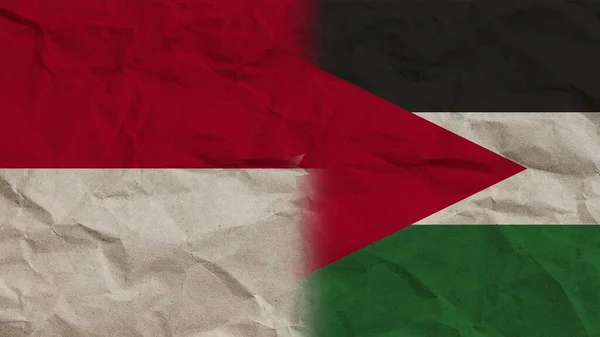 Ιορδανία Και Ινδονησία Σημαίες Μαζί Τσαλακωμένο Φόντο Επίδραση Χαρτί Εικονογράφηση — Φωτογραφία Αρχείου