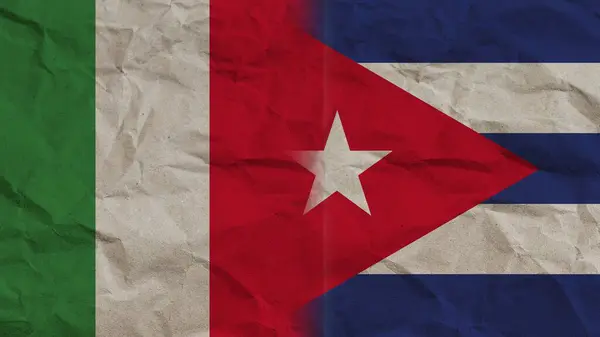 キューバとイタリアの国旗 折りたたみ紙効果背景3Dイラスト — ストック写真