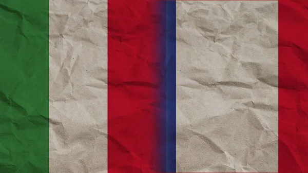 France Italy Flags Together Crumpled Paper Effect Background Illustration — 스톡 사진