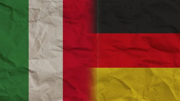Alemania Italia Banderas Juntas Fondo Efecto Papel Arrugado Ilustración — Foto de Stock