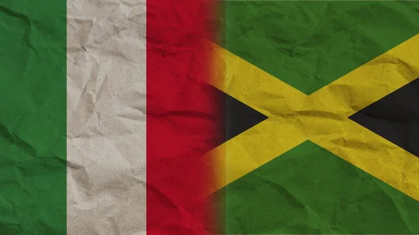 Jamajka Włochy Flagi Razem Zgnieciony Efekt Papieru Tło Ilustracja — Zdjęcie stockowe