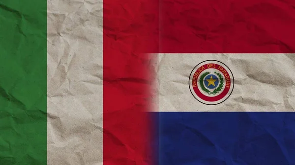 Парагвай Италия Флаги Вместе Скомканные Бумажные Эффекты Фон Иллюстрация — стоковое фото
