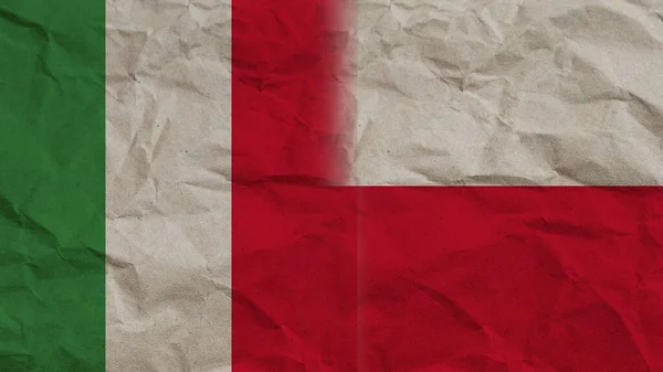 Polen Und Italien Flaggen Zusammen Zerknitterter Papiereffekt Hintergrund Illustration — Stockfoto