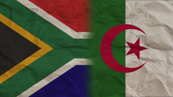 Algeria South Africa Flags Together Crumpled Paper Effect Background Illustration — Stock Photo, Image
