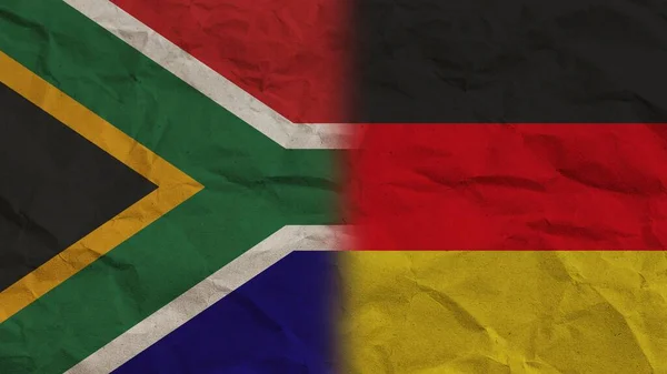 Tyskland Sydafrika Flag Sammen Sammenkrøllet Papir Effekt Baggrund Illustration - Stock-foto