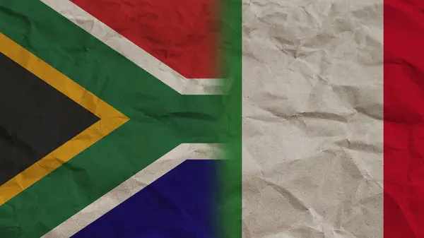 Olaszország Dél Afrika Zászlók Együtt Gyűrött Papír Hatás Háttér Illusztráció — Stock Fotó