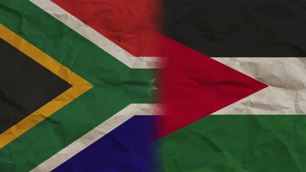 Jordan South Africa Flags Together Crumpled Paper Effect Background Illustration — 图库照片