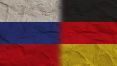 Almanya ve Rusya Birlikte Bayraklar, Kırışık Kağıt Efekti 3B Görüntü