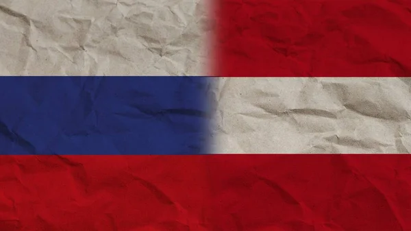 Bandeiras Áustria Rússia Juntas Fundo Efeito Papel Enrugado Ilustração — Fotografia de Stock