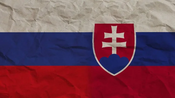 Slovakien Och Ryssland Flaggor Tillsammans Skrumpna Papper Effect Bakgrund Illustration — Stockfoto