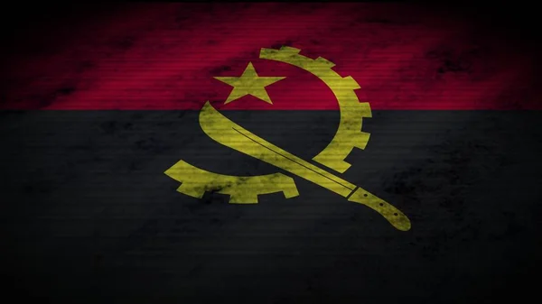 Angola Realistisk Flagga Gamla Slitna Tyg Textur Effekt Illustration — Stockfoto