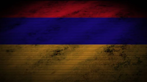 Bandeira Realista Armênia Efeito Textura Tecido Antigo Ilustração — Fotografia de Stock