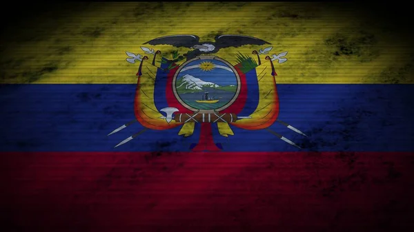 Bandeira Realista Equador Efeito Textura Tecido Antigo Ilustração — Fotografia de Stock